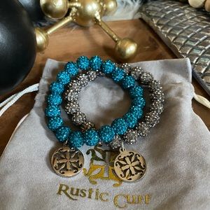 Set of Rustic Cuff Sparkle Bracelets